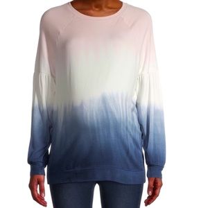 Maternity Balloon Sleeve Ombré Blue White Pink Sweatshirt